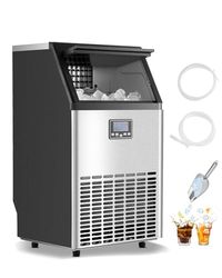 VEVOR Commerciële ijsmachine, 24 uur, 45 ijsblokjes in 15 minuten, vrijstaande ijsmachine met 13 lbs grote opslagcapaciteit voor bar, kantoor, restaurant