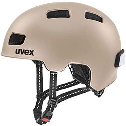 uvex city 4, casco da città leggero unisex, con luce a LED integrata, regolazione individuale delle dimensioni, soft gold matt, 58-61 cm