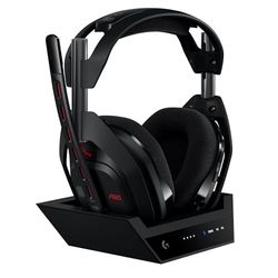 Logitech G Astro A50 Cuffia con microfono gaming wireless LIGHTSPEED + base di ricarica (Gen 5), PRO-G GRAPHENE, passaggio fra 3 sistemi, USB-C per Xbox, PS5, PC/Mac, Nintendo Switch, Bluetooth - Nero