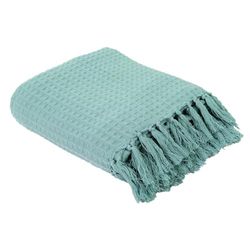 HOME DECO FACTORY - TX8162 - Jete de Canape Gaufre Vert D Eau 170X250cm Deco Textile d'interieur Plaid et Jete de Lit