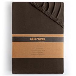 DecoKing Fitted Sheet Super Emperor 100% Combed Cotton Soft Jersey Bed Sheet 200x220-220x240 cm Brown Amber