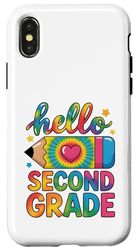 Hello Second Grade Tie Dye Pencil Back to School Gifts Kids Case for iPhone X/XS