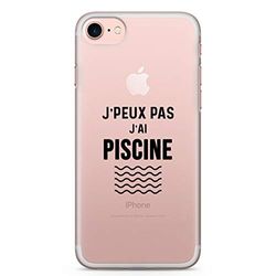 Zokko Beschermhoesje voor iPhone 8, Jpeux Pas J'Ai Pool, maat iPhone 8, zacht, transparant, zwarte inkt.