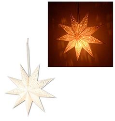Riffelmacher 76614 Raamdecoratie ster, 1 stuk, afmeting 45 cm, wit, van papier met sterrenmotief, geschikt voor verlichting, decoratie voor Kerstmis, hangdecoratie, verlichting (niet inbegrepen)