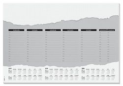 SIGEL HO305 Bureauonderlegger van papier, 3-jarige kalender met weekoverzicht en uurrooster, A2 (59,5 x 41 cm), wit en grijs, 52 vellen