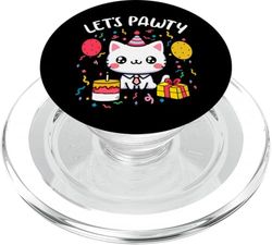 Let's Pawty Shirts Cute Cat Kitten Pawty Girls Boys Birthday PopSockets PopGrip for MagSafe