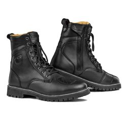 SHIMA THOMSON Lady, Motorbike Boots for Women Reinforced Leather Womens Biker Boots with Side Zipper, Ankle Support, Anti-Slip Sole, Gear Shift Handle (Black, 8)