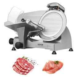 VEVOR Cortadora Eléctrica Comercial 340 W Cortadora de Jamón Hoja de 250 mm 360 RPM Cortadora de Embutidos con Hoja de Acero Inoxidable para Cortar Carne Queso Verduras Fruta