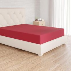 Amazon Basics Lençol de baixo ajustável, 160 x 200 x 30 cm, de poliéster de microfibra, bordô