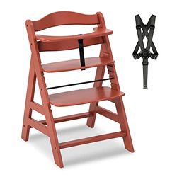 hauck Alpha Plus Trona Evolutiva, Madera de Haya Certificada FSC®, Sillas Tronas para Bebe desde 6 Meses hasta 90 kg, Silla Bebe con Arnés de 5 Puntos y Barra Protectora, Corcho