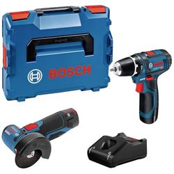 Bosch Professional combo-kit GSR 12V-15 + GWS 12V-76 (avec 2 batteries 2,0 Ah, chargeur GAL 12V-40, dans L-BOXX) 0615990N2U