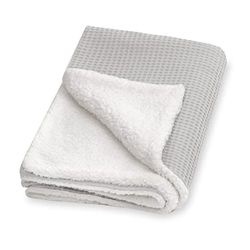 Julius Zöllner Couverture d'hiver en piqué gaufrée et tissu peluche douillet - Dimensions : 70 x 100 cm - Fabriquée en Allemagne - Piqué gaufré 100% coton - Certifié Oeko-Tex Standard 100 - Gris