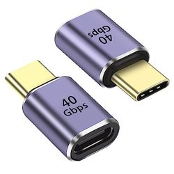 PremiumCord Adattatore USB 4, USB-C maschio a USB-C femmina M/F, Ultra Speed 40 Gbit/s, connettore USB di tipo C, protezione maschio, alluminio, colore grigio