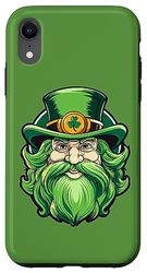 Carcasa para iPhone XR Día De San Patricio Duende Con Sombrero De Copa Y Trébol De