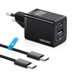 NOHON 35 W USB C oplader: GaN voeding levering met 1 m type C oplaadkabel, 2 poorten snellader, voor iPhone 15/ Plus/Pro/Pro Max, Pixel, Samsung, iPad