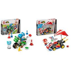 LEGO Super Mario: Mario Kart – Yoshi Bike Set + Mario Kart – Standard Kart Car Toy Set for Kids, Includes a Toad Character Figure for Independent Play 72031 + 72032