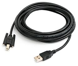 SYSTEM-S USB 2.0 kabel 5 m type A stekker naar B stekker adapter schroef in zwart