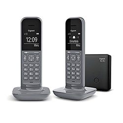 Gigaset CL390A Duo - Téléphone Fixe sans Fil au design Moderne avec Répondeur Intégré Aux combinés, Grand écran Rétro-Éclairé, fonctions Mains Libres et Blocage D'appels - 2 combinés - Gris Anthracite