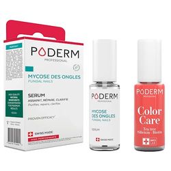 PODERM - LOT DE 2 PRODUITS|MYCOSE ONGLE TRAITEMENT|Best Seller|Soin professionnel pied/main |Facile & rapide|Swiss Made + Vernis Couleur TEA TREE - Traitement des Ongles Abîmés par MYCOSE - Swiss Made