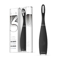 FOREO ISSA 3 la brosse à dents sonique ultra-hygiénique et rechargeable de FOREO poils en silicone et en polymère,tête de brosse d'une durée de 6 mois,16 intensités,365 utilisations par charge,Black