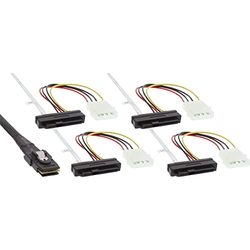 InLine 27621 - Cabo de conexão SAS (mini-SAS SFF-8087 a 4 SAS + corrente, disco rígido SAS para controlador, 0,75 m)