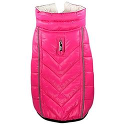 Hip Doggie HD-5FRPK Featherlite Reversible Reflective Puffer Vest Hondenjas, BDS, roze/wit