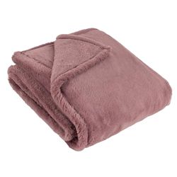 furn. Kallu Faux Fur Throw – Earthy Soft Fluffy Decorative Throw with Oxford Edge (Mulberry - 130x180cm)