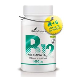 Soria Natural Vitamina B12 1000μg | 200 comprimidos para +6 Meses | Muy Alta Concentración y Liberación Sostenida para Mejor Absorción | Indicado para cansancio, fatiga, regular sistema nervioso