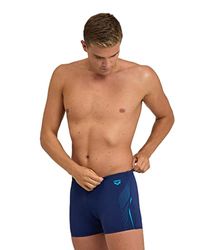 ARENA Men's Swim Short Graphic Trunks, Navy-Turquoise, 50, Navy-turquoise