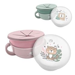 kikka boo - 2 in 1 Snack Bowl Pink Savanna