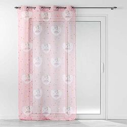 Douceur d'Intérieur, Eyelet Curtain 140 x 240 cm Sandblasted Voile Printed Metallic Small Stars