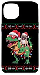 Christmas Pug T-Rex Dinosaur Tyrannosaurus Rex Pugs Case for iPhone 13