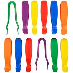 edxeducation Pinzas jumbo – Juego de 12 – A partir de 18 meses – 6 colores – Pinzas de plástico para niños – Pinzas para niños pequeños para habilidades motoras finas y contenedores sensoriales