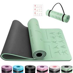 OUTDOUSE Yogamat, TPE, 6 mm dik, huidvriendelijke yogamat, antislip, gymnastiekmat, pilates, gymnastiek, meditatie, stretching, met draagriem en tas, voor thuis, work-out, sportmat, 183 x 61 cm, groen