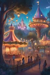 Amusement park and magical city: Beautiful color notebook for kids 6"x9" 120page