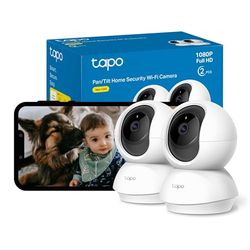 Tapo C200 2-Pack 1080p Pan/Tilt Indoor Camera, Baby Monitor, Motion Detection, Customizable Privacy Mode, 2-Way Talk, Night Vision, Cloud and Local Storage, Works With Alexa and Google, No Monthly Fee