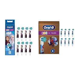 Oral-B Kids Testine di Ricambio con Personaggi Spiderman, Confezione da 8 Pezzi, Adatto per Buca Delle Lettere, 8 Testine & Testine Spazzolino Elettrico Bambini Disney Frozen, 8 Pezzi, Bianco