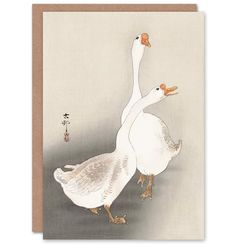 Artery8 Ohara Koson Japanese Art Card Two Geese Vintage Bird Ukiyo-e