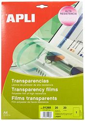 APLI 1268-Transparencias sin banda para láser 20 hojas