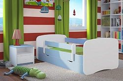 KOCOT KIDS Lit babydreams Blanc uni: TIROIR ET Matelas Inclus + BARRIÈRE DE SÉCURITÉ Jour, Bois d'ingénierie, Blue, 1 Personne
