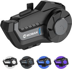 Moman Intercomunicador Casco Moto, H2 Pro【1 Pieza Negro】 Interfono Manos Libres Motociclismo Auriculares Sistema de Comunicación 1000M con Radio FM, Interfono-Moto-Intercomunicador-Casco-Auriculares