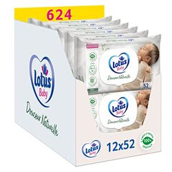 Lotus Baby Toallitas de bebé suave natural – 624 toallitas (pack de 12 x 52) – hipoalergénicas y probadas dermatológicamente