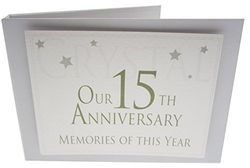 WHITE COTTON CARDS TVAW15 Album Photo avec Inscription « Crystal on Our 15th Anniversary Memories of This Year »