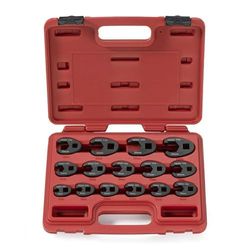NEIKO 03324A - Conjunto de chaves de pata de de 1/2 polegadas e 3/8 polegadas, 15 peças, chaves métricas de pé de corvo de 8 mm a 24 mm, conjunto de chaves de porca rodada cromada Moly