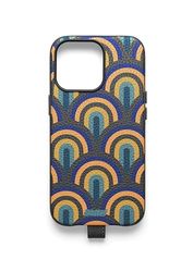 UNTAGS - iPhone 14 Pro Back to The '70s Hoesje - Lederen Effect Materiaal - Zachte Microfiber Anti-Kras Interieur - Zwart