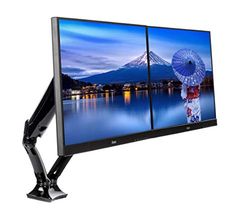 iiyama DS3002C-B1 Suporte de mesa para monitor duplo de até 27 polegadas (braçadeira de mesa, braço articulado com gás e mola, máximo 5 kg por monitor), preto