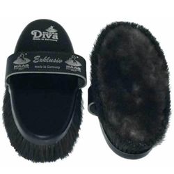 Haas Diva Exclusive Grooming Brush met Matte Lamsvacht Zwart, 200 x 85mm