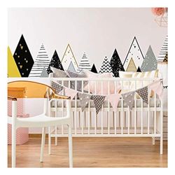 Ambiance Sticker Pegatinas de pared para niños - Decoración de habitación de bebé - Adhesivo de pared escandinavo - Adhesivo de pared gigante de montañas escandinavas CHapka - 65 x 240 cm