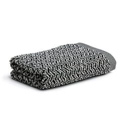 MÖVE Brooklyn Serviette de Toilette 50 x 100 cm, Fabriqué en Allemagne, 85 % coton / 10 % viscose en pulpe de bambou / 5 % lin, Nature / Black (Noir)