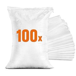 100 x zandzakken voor overwater, leeg zandzak met band om te vullen, overwaterbeveiliging, kelderraam, PP-stoffen zak, wit - 40 x 60 cm
